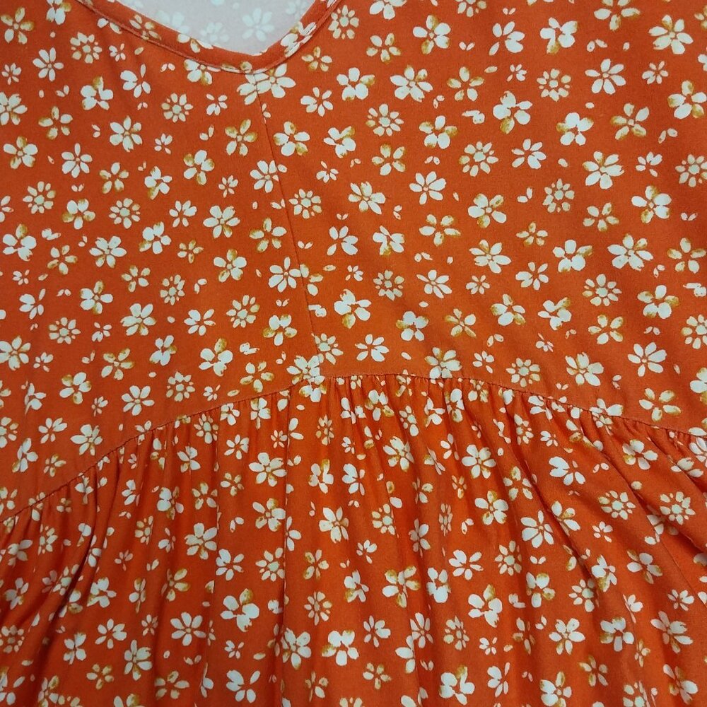 3703 Size Medium Haptics Orange Floral Dress. - Picture 4 of 6
